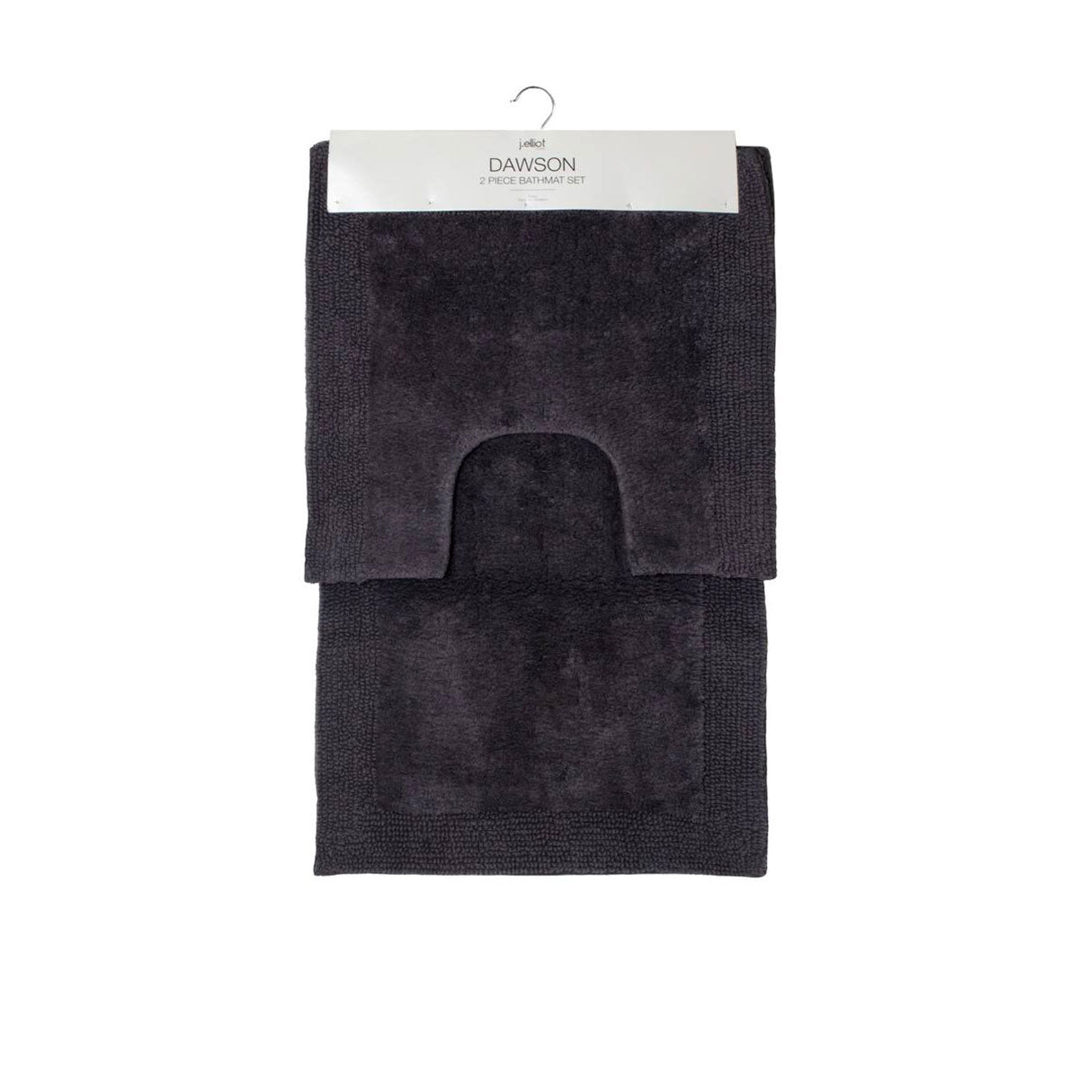 2 Pce - 100% Cotton Bathmat Set - Charcoal - STripleB
