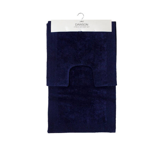 2 Pce - 100% Cotton Bathmat Set - Navy - STripleB