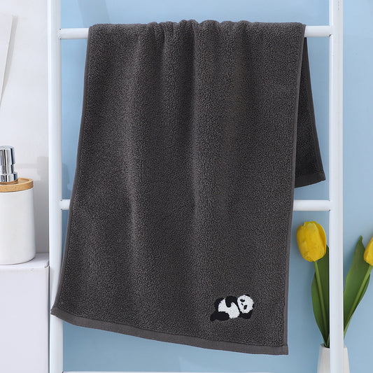 2 Pcs Dark Grey Panda Print Soft Cotton Hand Towel, Super Absorbent Mini Towels, 34x75cm - STripleB 