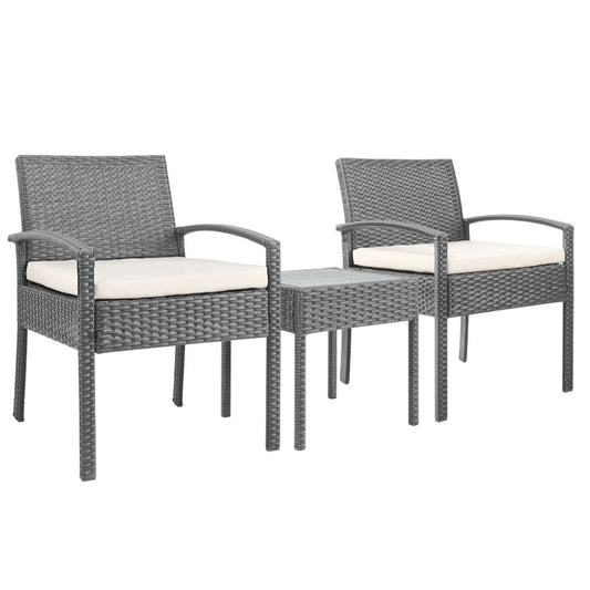 3PC Patio Furniture Bistro Set - Grey - STripleB