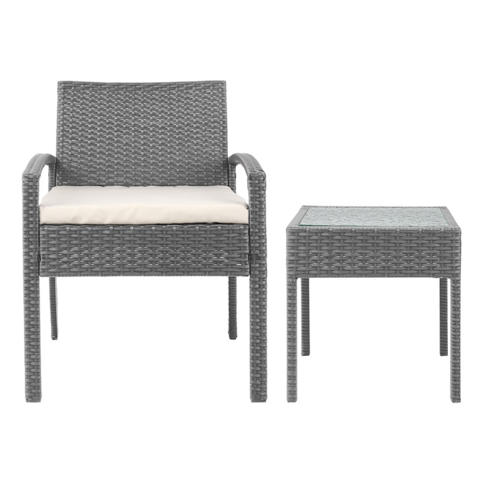 3PC Patio Furniture Bistro Set - Grey - STripleB