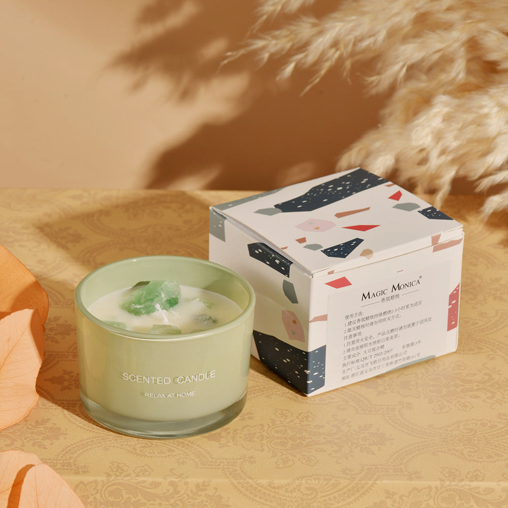 3 PCS - Macaron Crystal Stone Scented Candle Set - Gardenia - STripleB