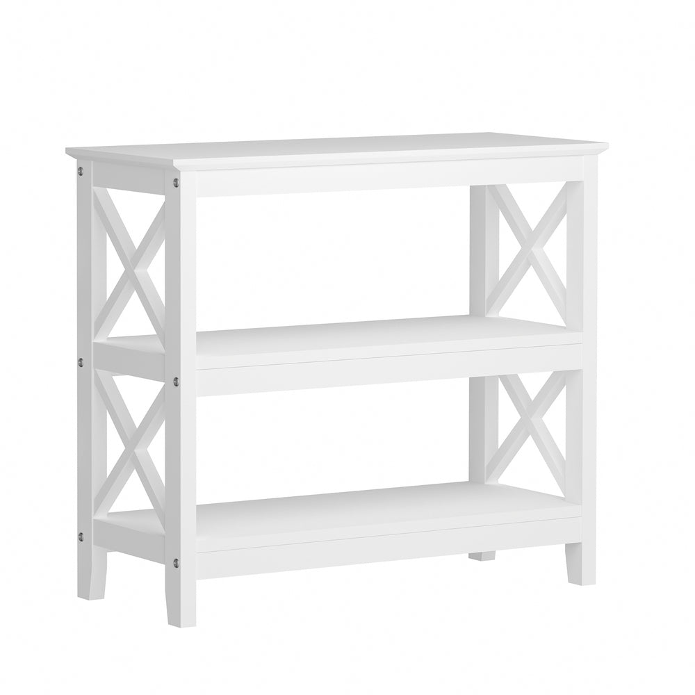 3 Tier Console Table X Design Wooden White - STripleB