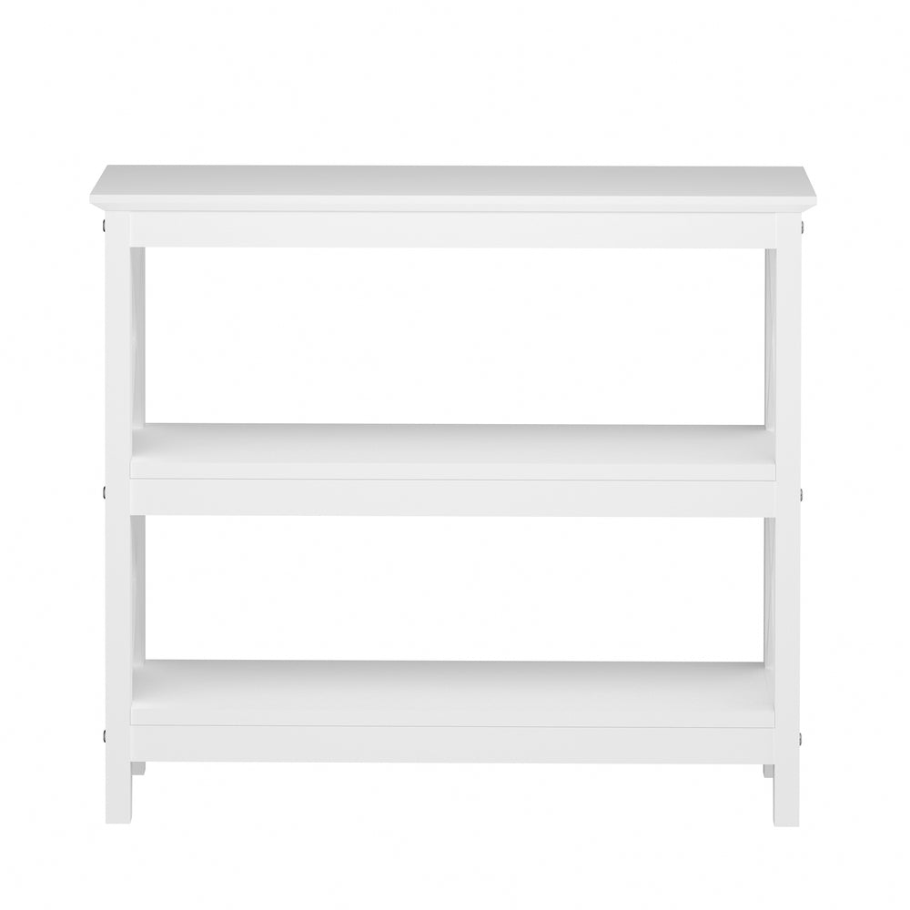 3 Tier Console Table X Design Wooden White - STripleB