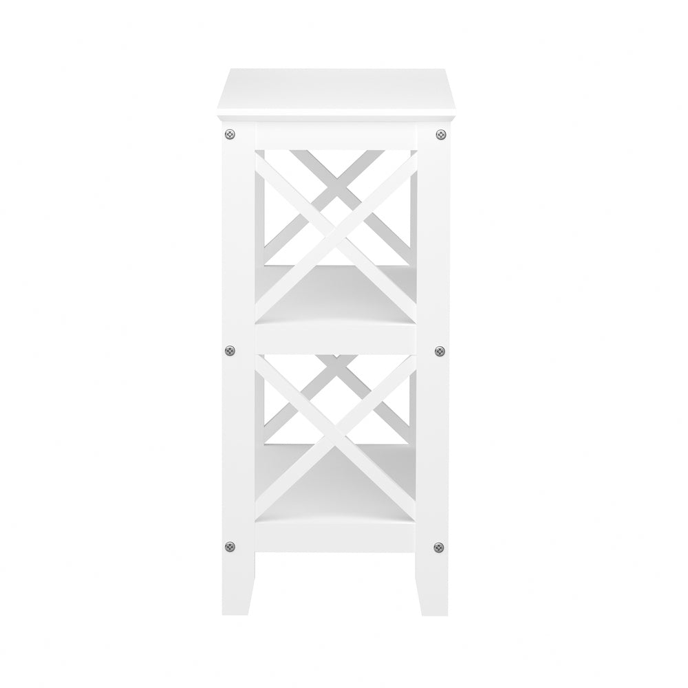 3 Tier Console Table X Design Wooden White - STripleB