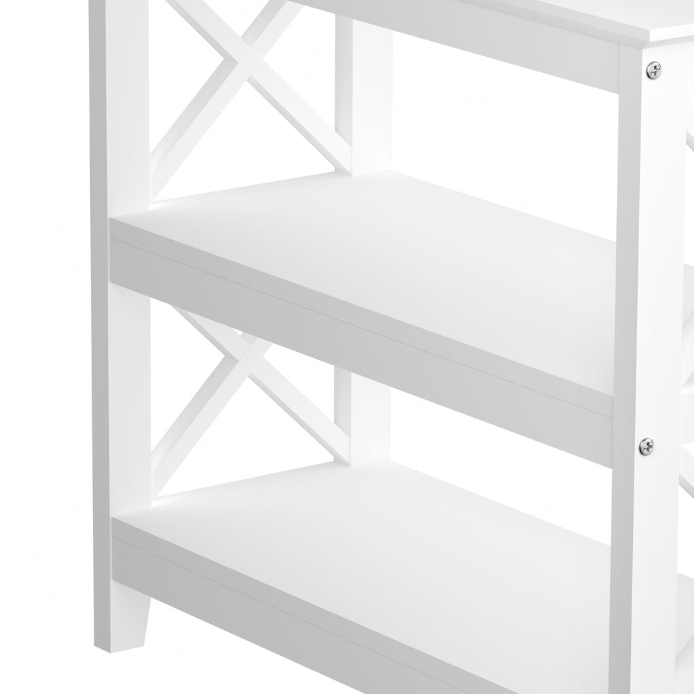 3 Tier Console Table X Design Wooden White - STripleB