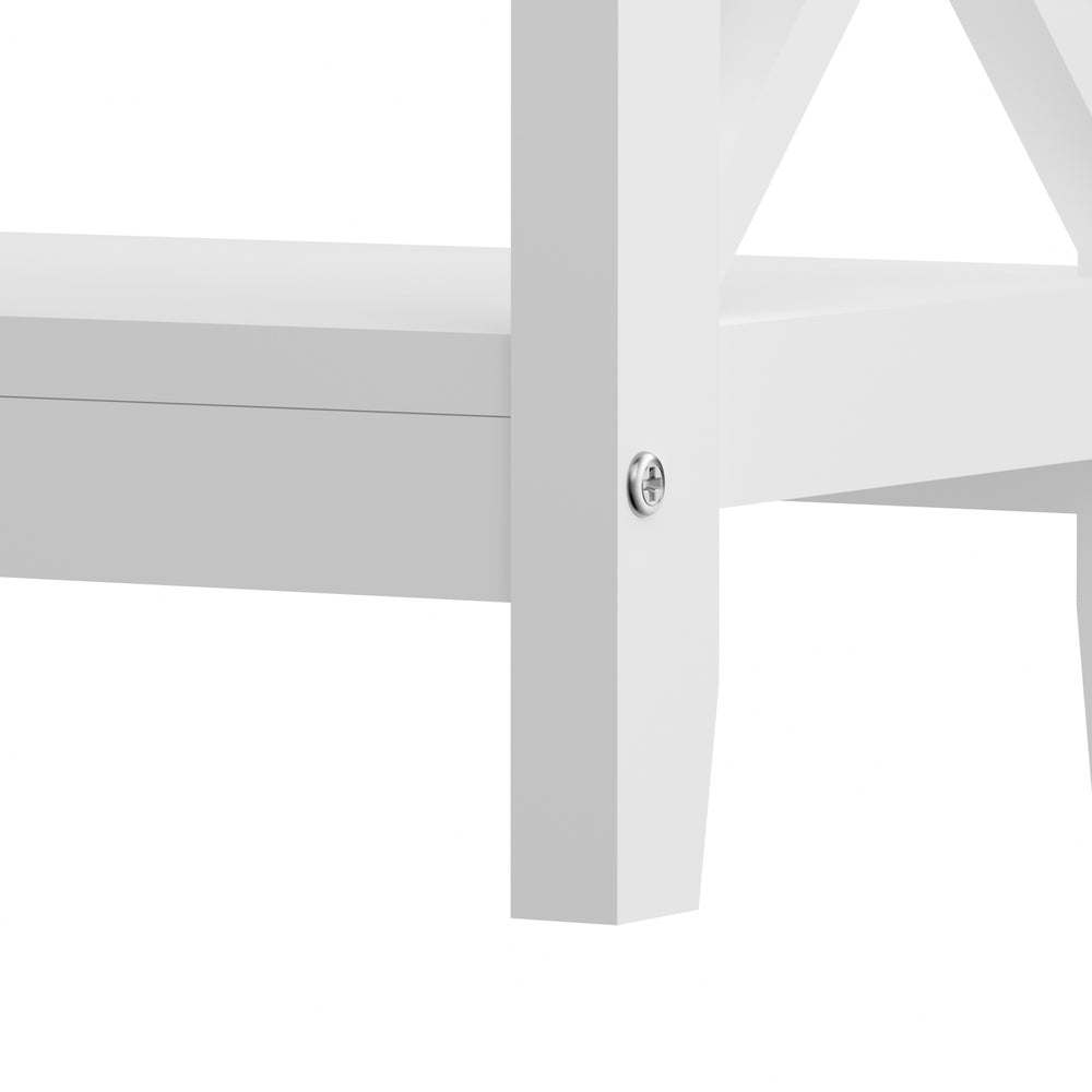 3 Tier Console Table X Design Wooden White - STripleB