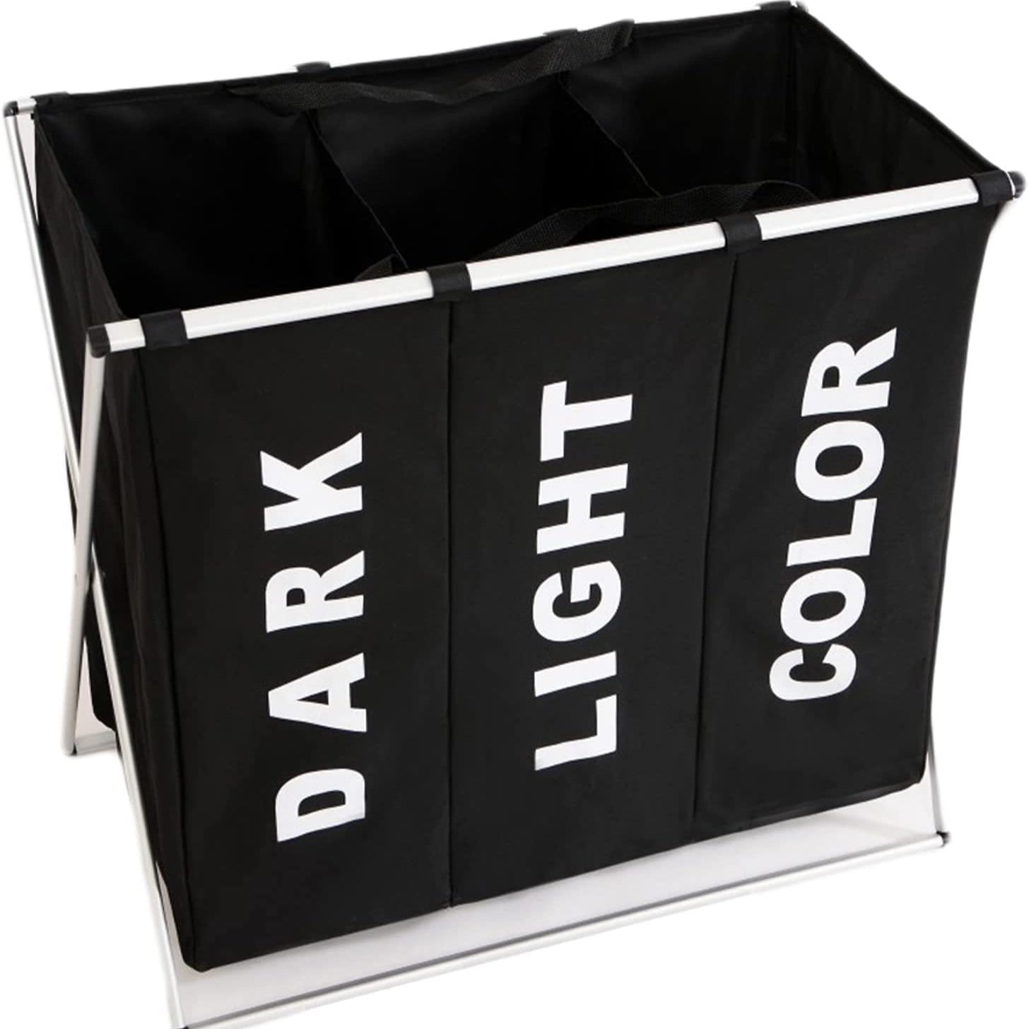 3 in 1 Large 135L Laundry Clothes Hamper Basket with Waterproof bags and Aluminum Frame (Black) - STripleB