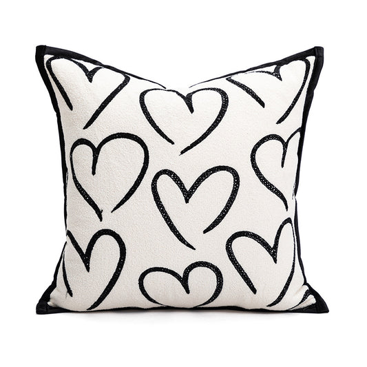 45*45cm Heart Triangle Elegant Two-Piece INS-Style Jacquard Pillow Covers - Black & White Sofa Decor - STripleB