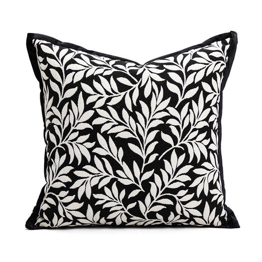 45*45cm Leaves Triangle Elegant Two-Piece INS-Style Jacquard Pillow Covers - Black & White Sofa Decor - STripleB