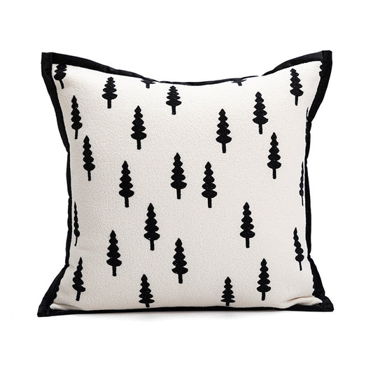 45*45cm Trees Triangle Elegant Two-Piece INS-Style Jacquard Pillow Covers - Black & White Sofa Decor - STripleB