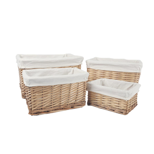 4 - Piece Wicker Storage Baskets with Liner Set - STripleB