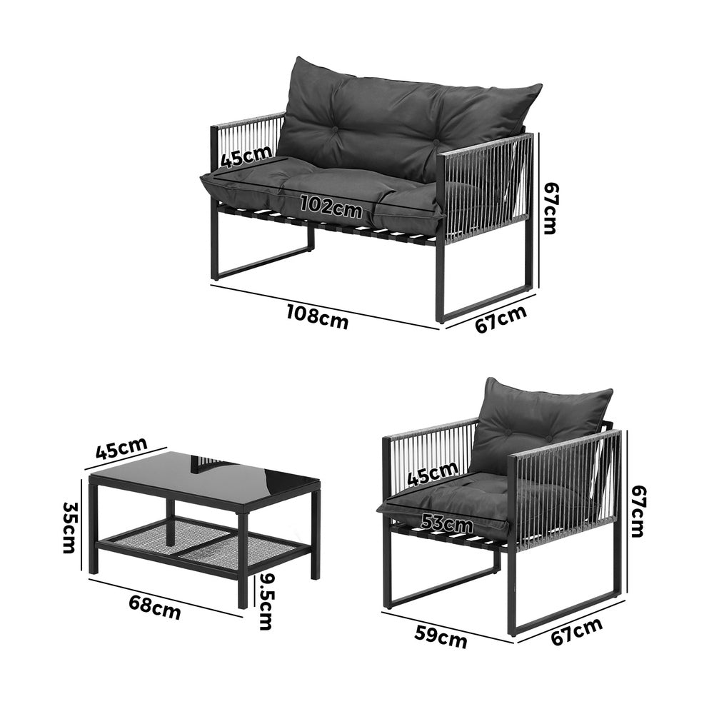 4 Piece Outdoor Furniture Set Grey - STripleB