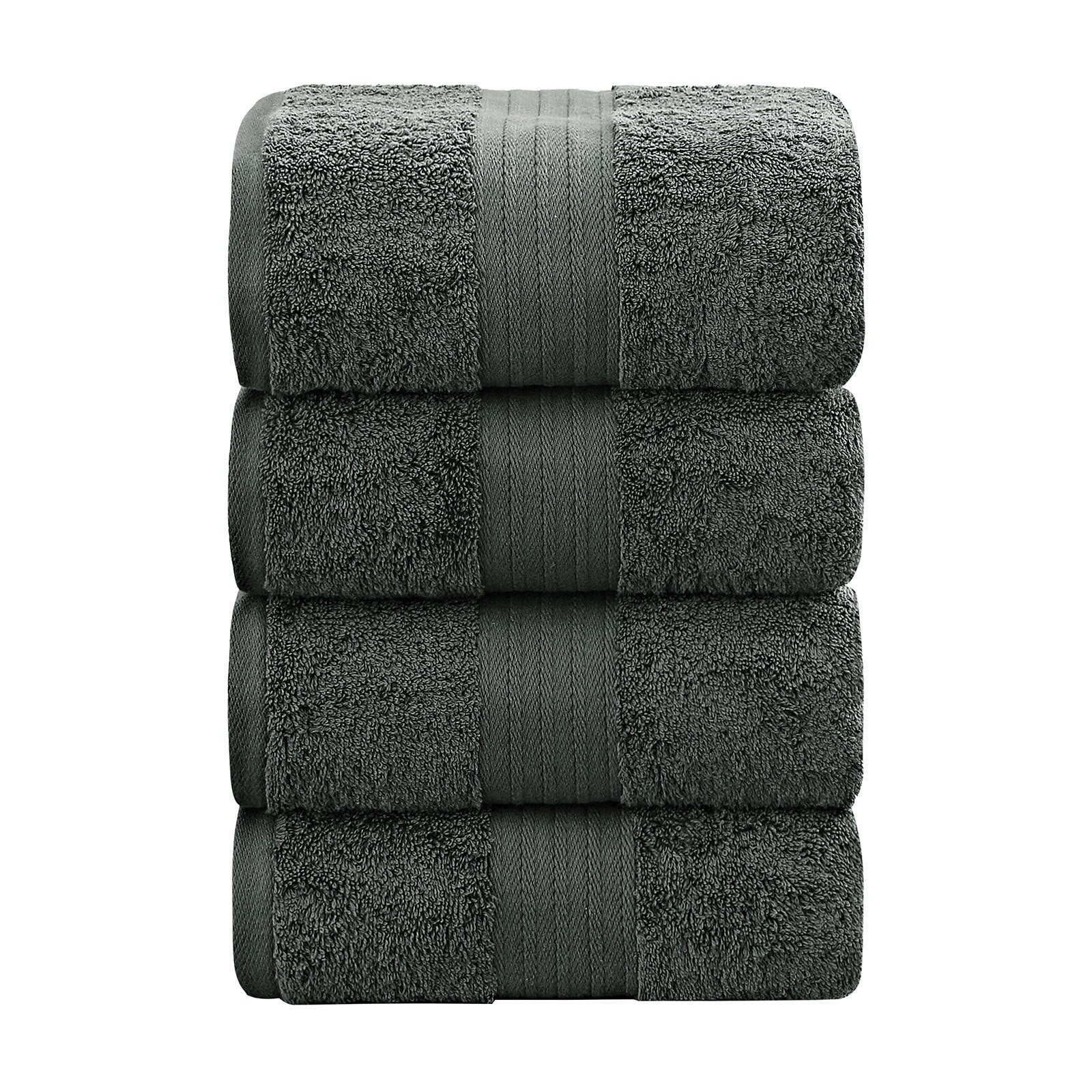 4 Piece Cotton Bath Towels Set - Charcoal - STripleB