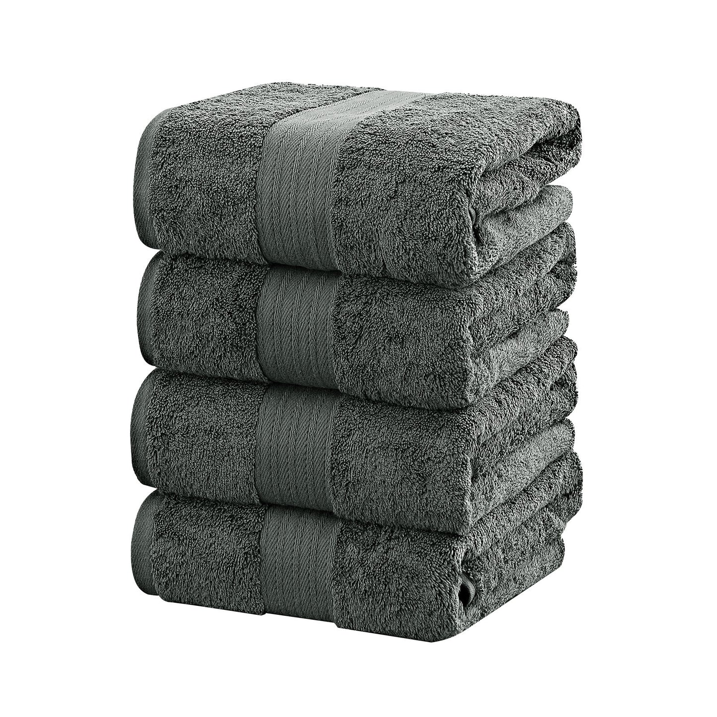 4 Piece Cotton Bath Towels Set - Charcoal - STripleB