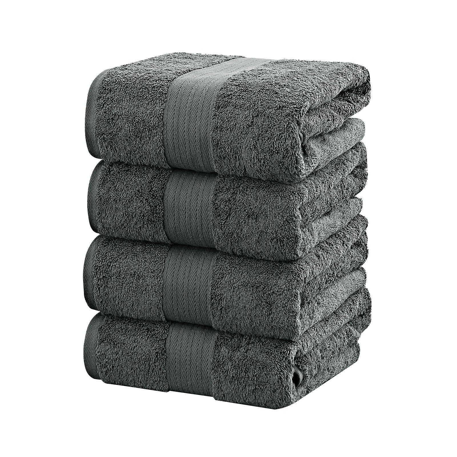 4 Piece Cotton Bath Towels Set - Charcoal - STripleB