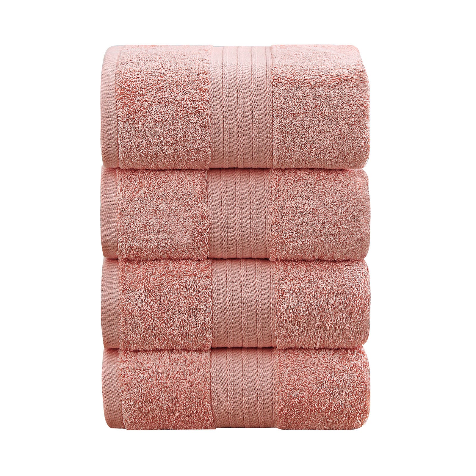 4 Piece Cotton Bath Towels Set - Coral - STripleB