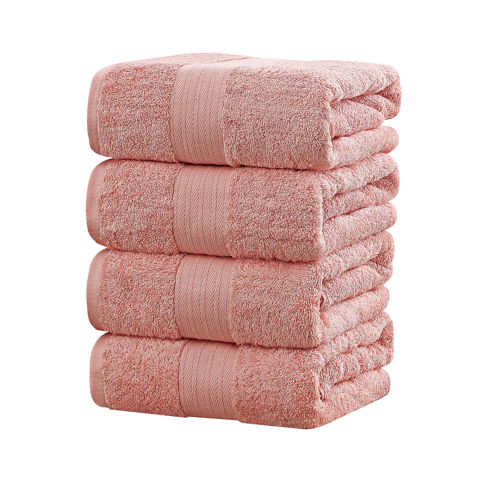 4 Piece Cotton Bath Towels Set - Coral - STripleB