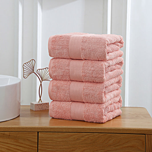 4 Piece Cotton Bath Towels Set - Coral - STripleB
