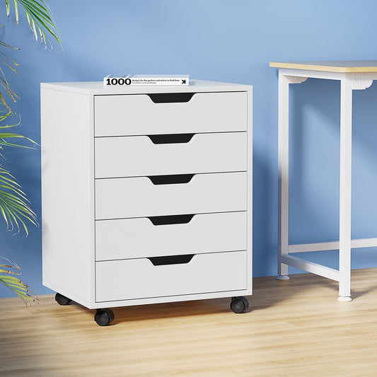 5-Drawer Mobile Filing Cabinet - White - STripleB