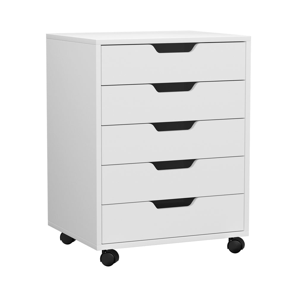 5-Drawer Mobile Filing Cabinet - White - StripleB