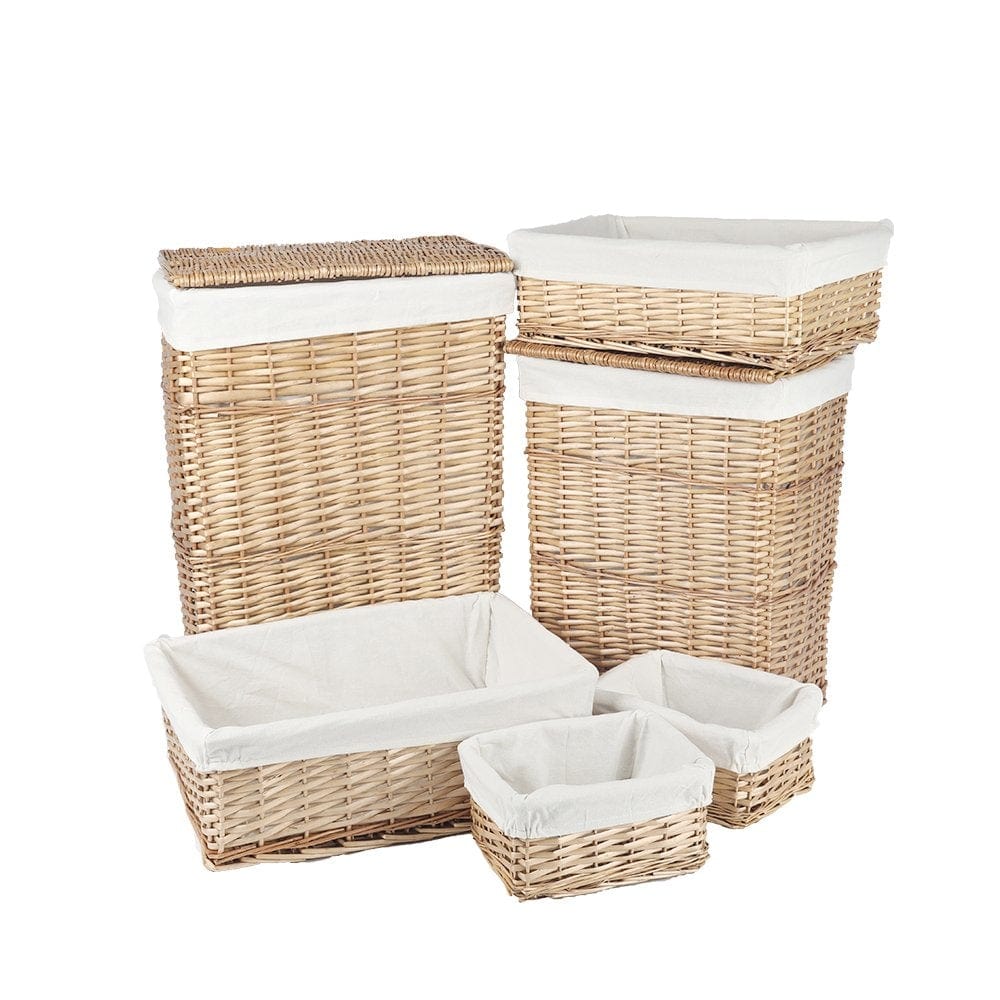 6 - Piece Wicker Storage Baskets with Liner Set - STripleB