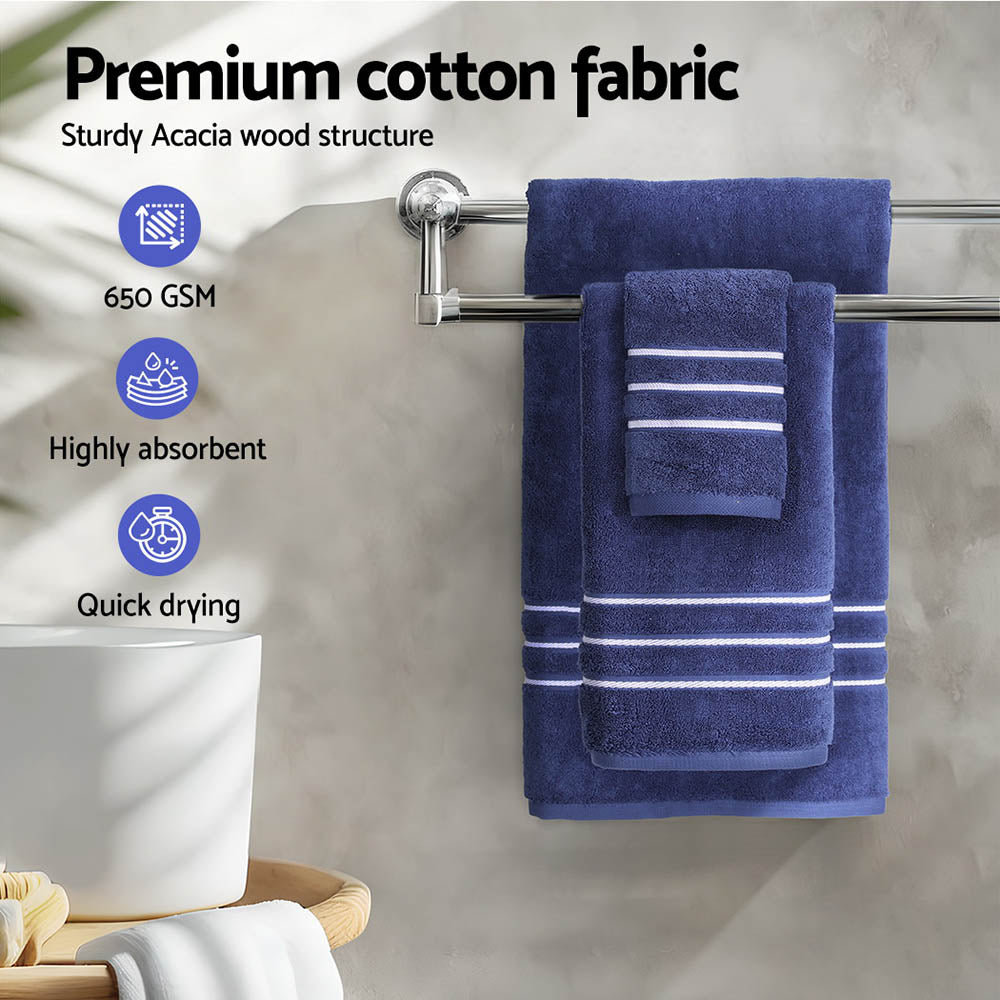 6 Pack Bath Towels Set Cotton Towel - Navy - STripleB