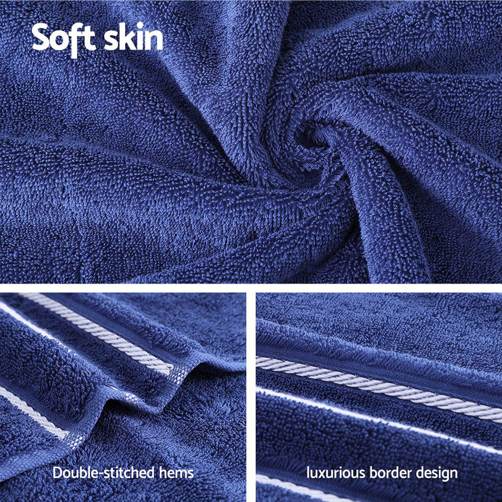 6 Pack Bath Towels Set Cotton Towel - Navy - STripleB