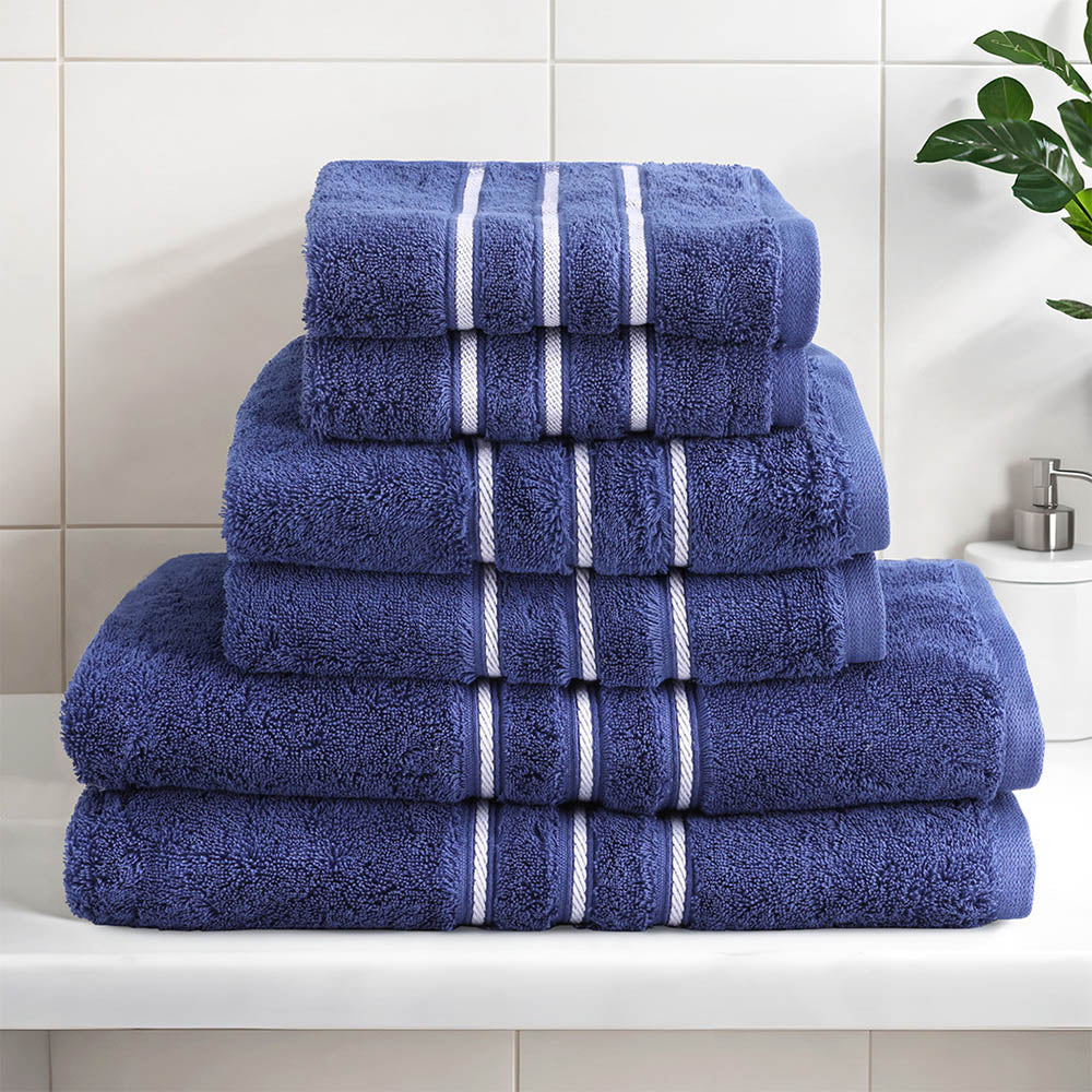 6 Pack Bath Towels Set Cotton Towel - Navy - STripleB