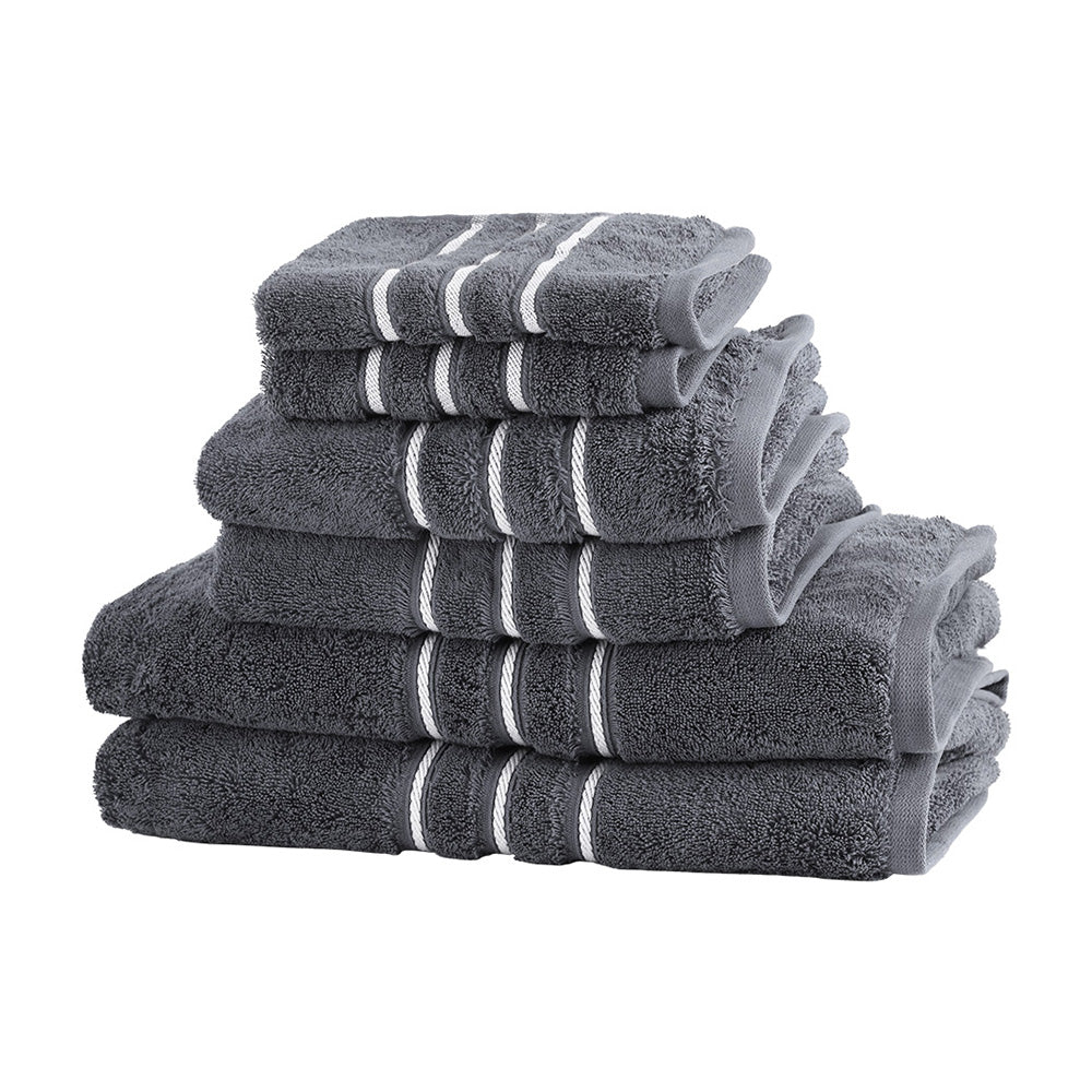 6 Pack Bath Towels Set Cotton Towel Grey - STripleB