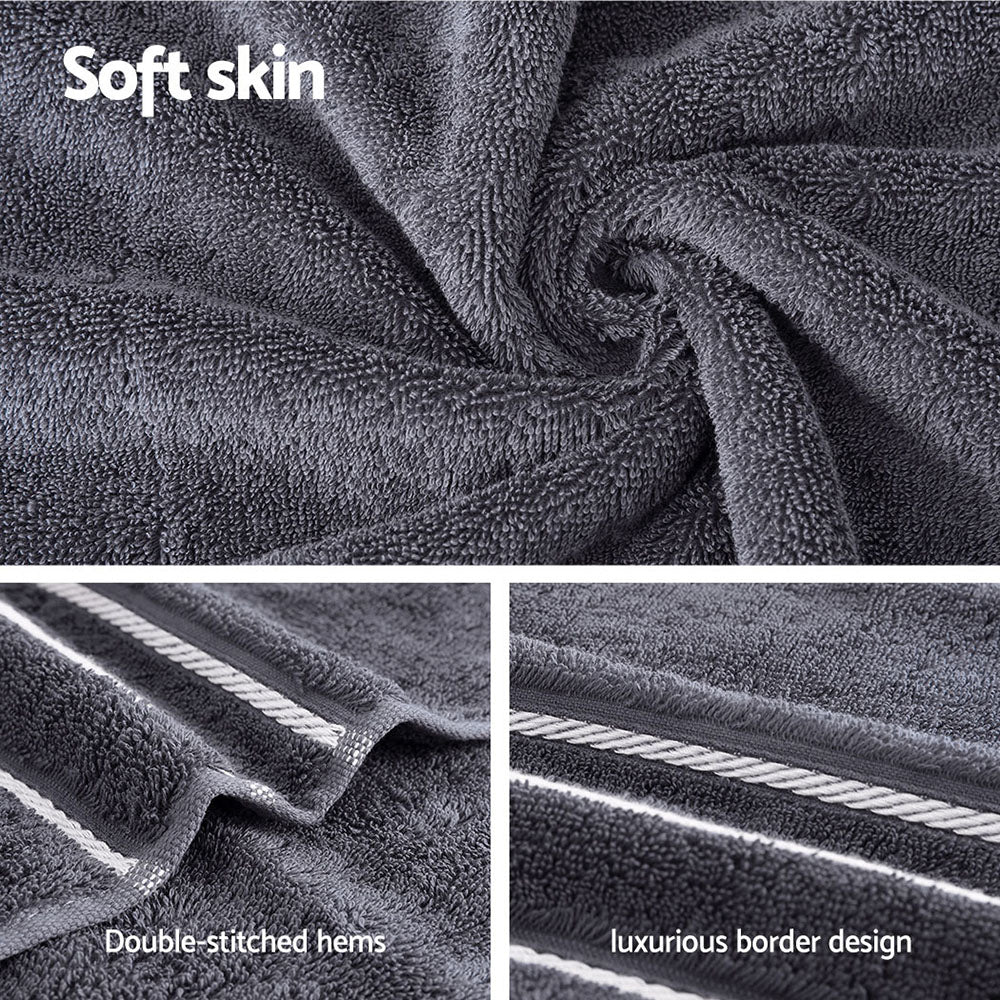 6 Pack Bath Towels Set Cotton Towel Grey - STripleB