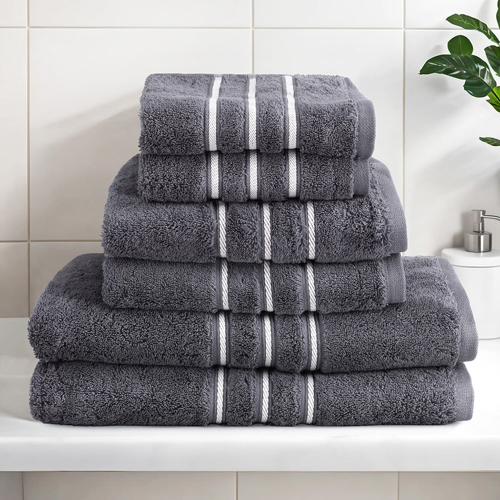 6 Pack Bath Towels Set Cotton Towel Grey - STripleB