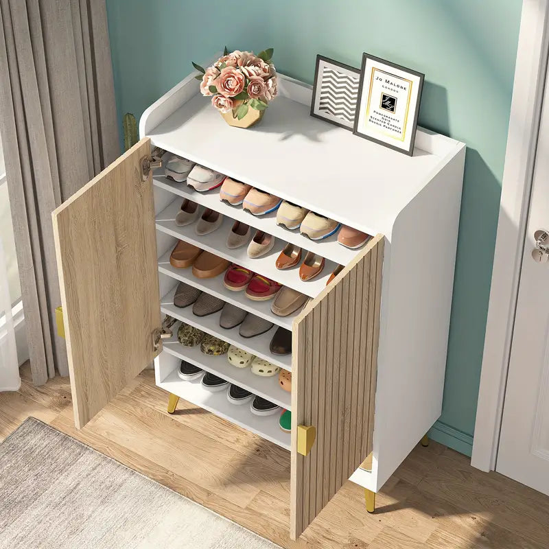 7-Tier - Shoe Storage Cabinet with Adjustable Shelves - STripleB