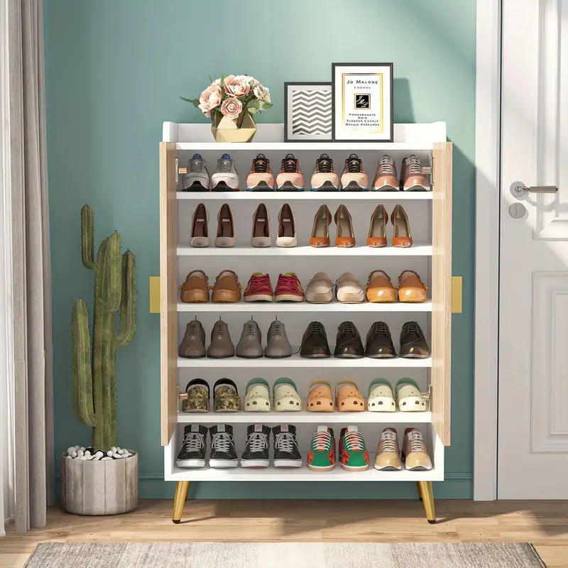 7-Tier - Shoe Storage Cabinet with Adjustable Shelves - STripleB