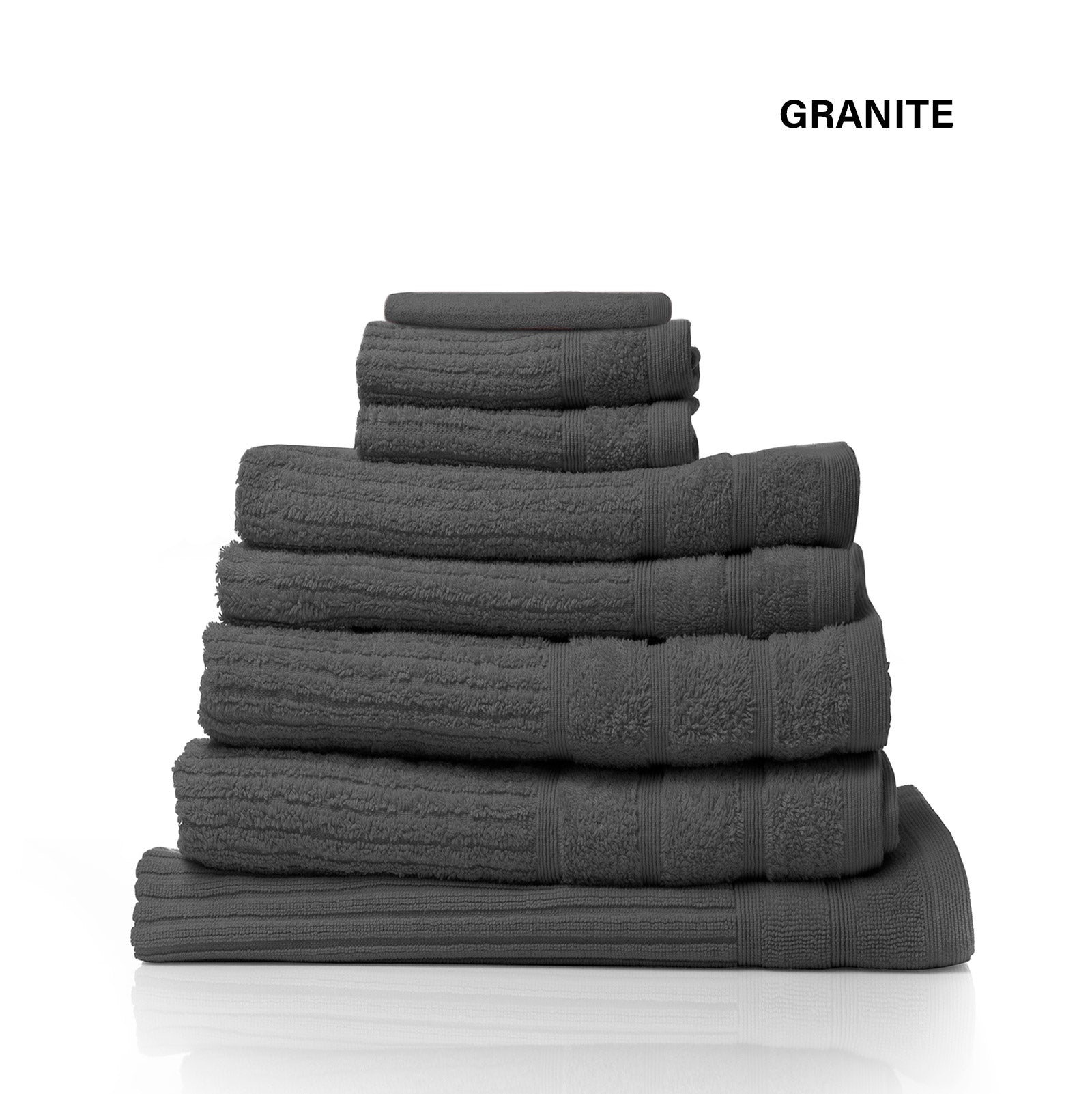 8 PCS x Egyptian Cotton 600GSM Luxury Bath Towels Set - Granite - STripleB