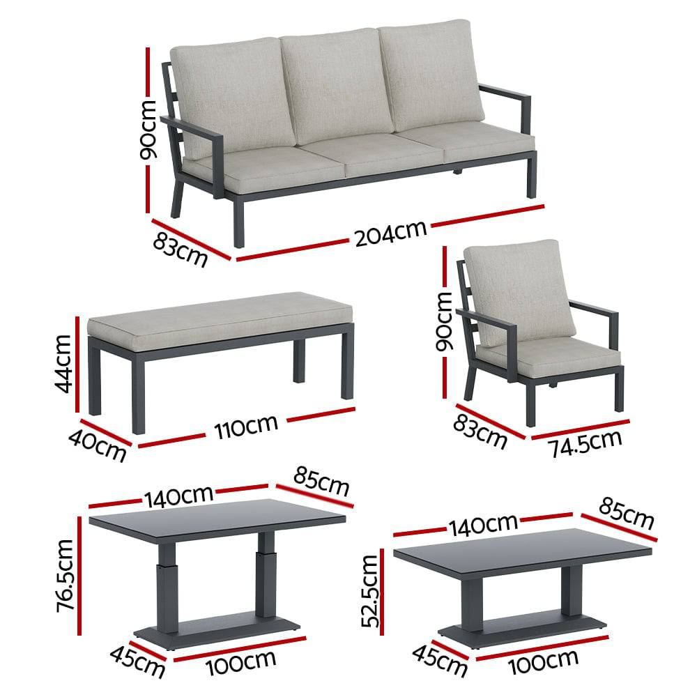 5-Piece Outdoor Furniture - Sofa 7-Seater - STripleB 