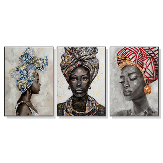 African women - 3 Sets Black Frame Canvas - 70cmx100cm - STripleB