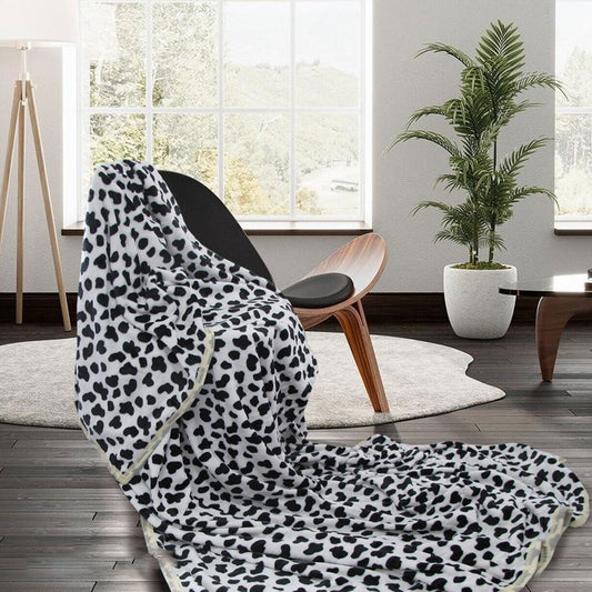 Animal Pattern Soft Flannel Plush Queen Size Blanket - Dalmatian - STripleB