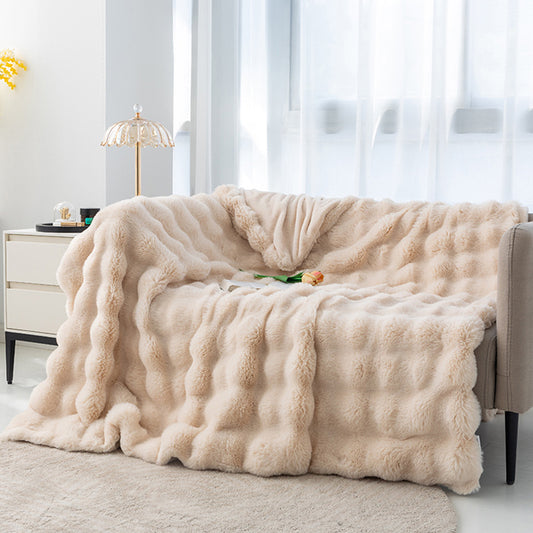 Apricot - Plush Toscana Rabbit Hair Throw Blanket - 130*160cm - STripleB