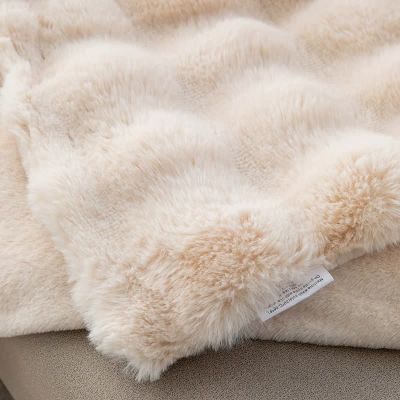 Apricot - Plush Toscana Rabbit Hair Throw Blanket - 130*160cm - STripleB