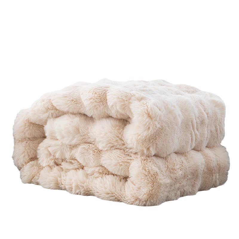 Apricot - Plush Toscana Rabbit Hair Throw Blanket - 130*160cm - STripleB
