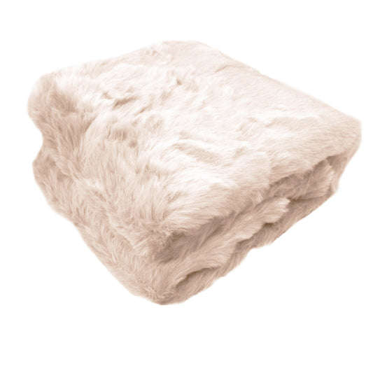 Ariana Long - Fleece Faux Fur Throw Rug - Peach - STripleB