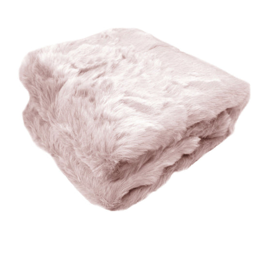 Ariana Long - Fleece Faux Fur Throw Rug - Pink - STripleB