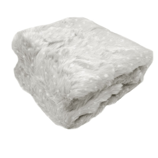 Ariana Long - Fleece Faux Fur Throw Rug - Silver Dot - STripleB