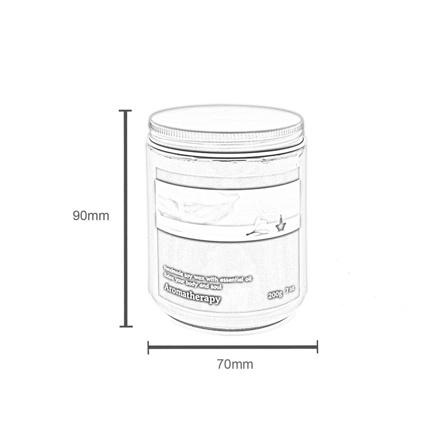 Aromatherapy Scented Candle - dimensions - STripleB