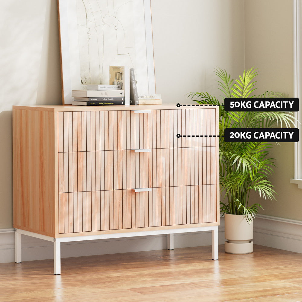 Artiss - 3 Chest of Drawers - LURA Pine - weight capacity - STripleB