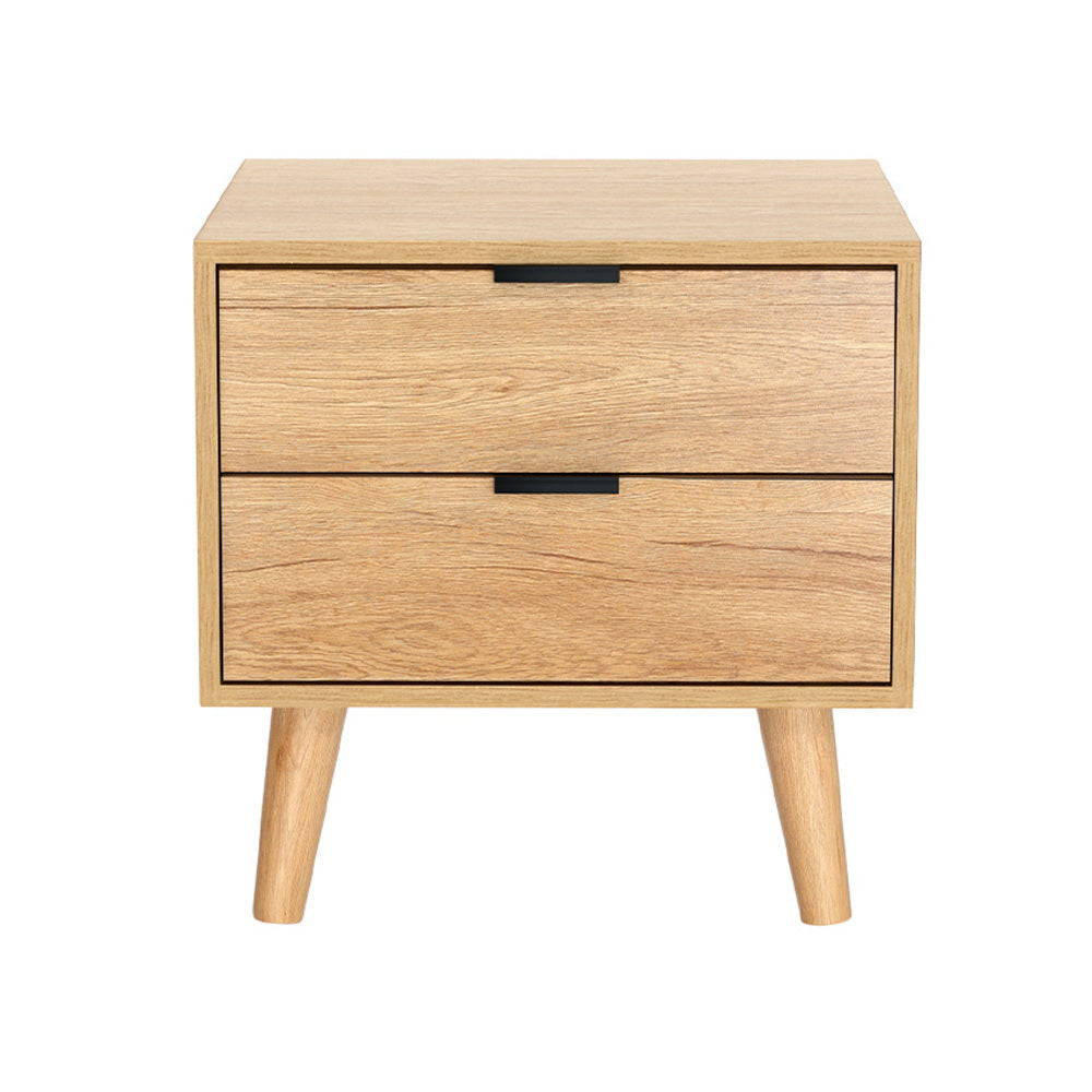 Artiss - Bedside Table 2 Drawers - Pine x 3 - STripleB