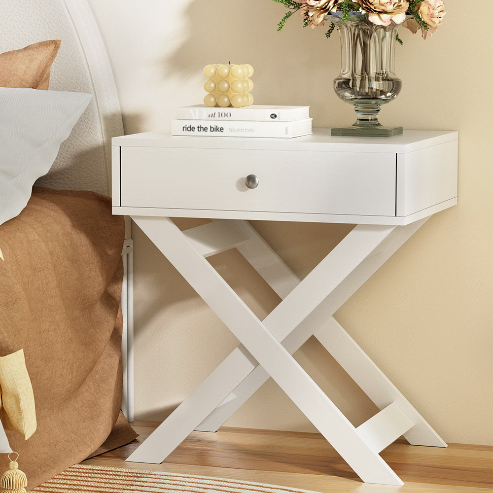 Artiss - Bedside Table Drawers - White - STripleB