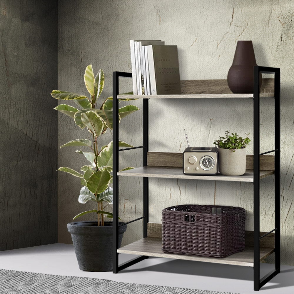 Artiss Bookshelf 3 Tiers - NOE Black and Oak - STripleB