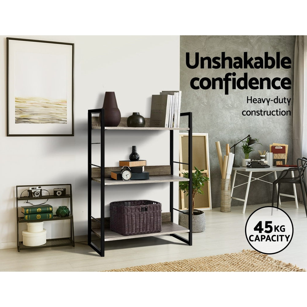 Artiss Bookshelf 3 Tiers - NOE Black and Oak - STripleB